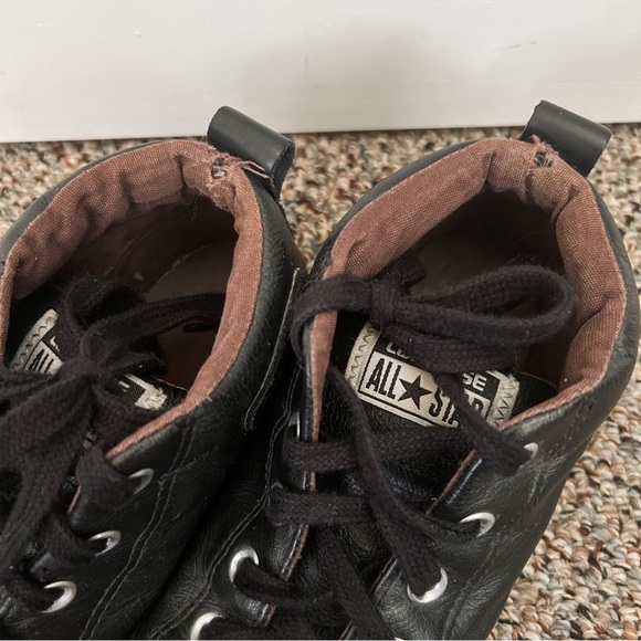 Junior Converse All-Stars Mid Black Leather Size 5.5 - Picture 4 of 8